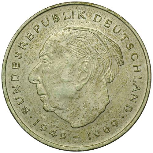 Монета 2 марки 1973 D Конрад Аденауэр Германия ФРГ