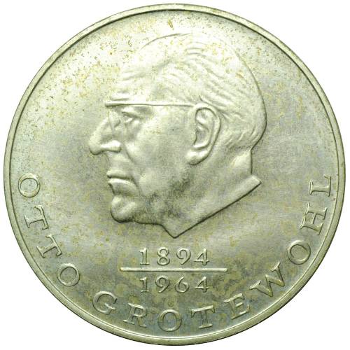 Монета 20 марок 1973 Отто Гротеволь Германия ГДР