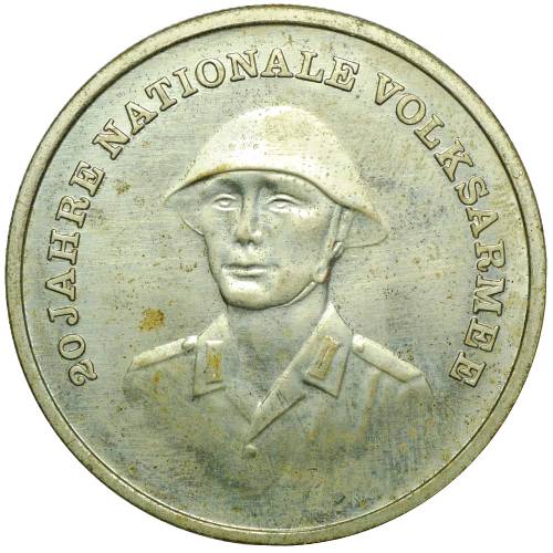 Монета 10 марок 1976 20 лет Национальной Народной Армии Германия ГДР