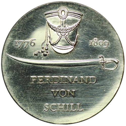 Монета 5 марок 1976 Фердинанд фон Шилль Германия ГДР