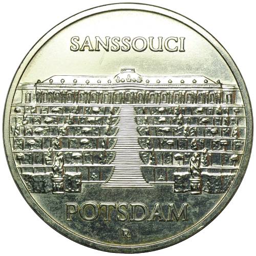 Монета 5 марок 1986 Дворец Сансуси в Потсдаме Германия ГДР