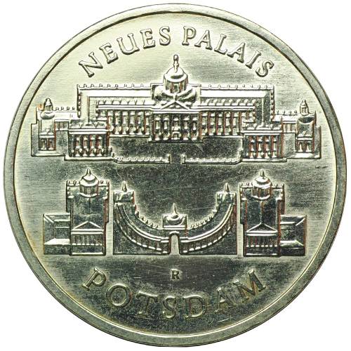 Монета 5 марок 1986 Новый дворец в Потсдаме Германия ГДР