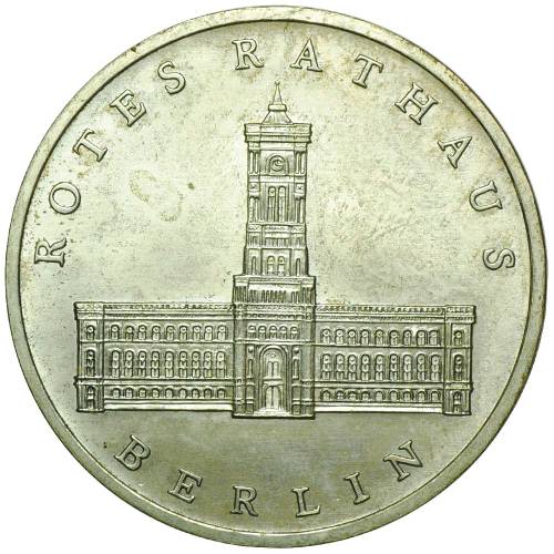 Монета 5 марок 1987 Берлин Ратуша Германия ГДР