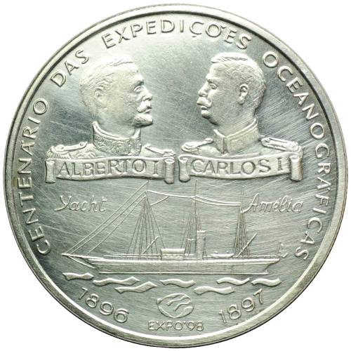 Монета 1000 эскудо 1997 100 лет океанографическим экспедициям Португалия