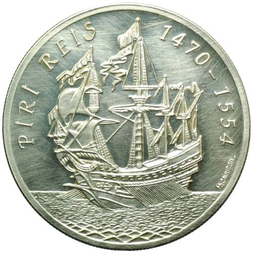 Монета 50000 лир 1995 Парусник Пири Реис Турция