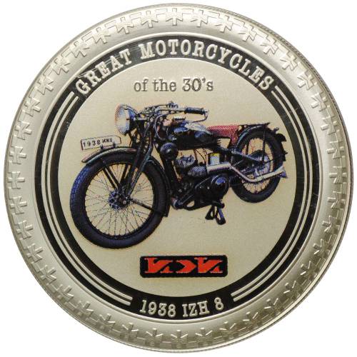 Монета 2 доллара 2007 Великие мотоциклы - ИЖ-8 Острова Кука