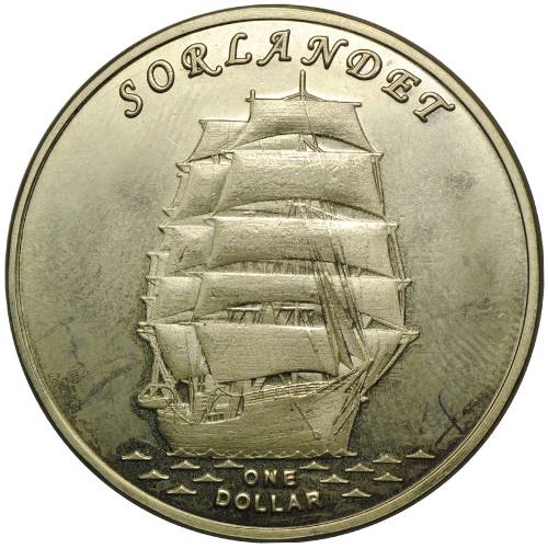 Монета 1 доллар 2017 парусник Sorlandet Острова Гилберта Кирибати