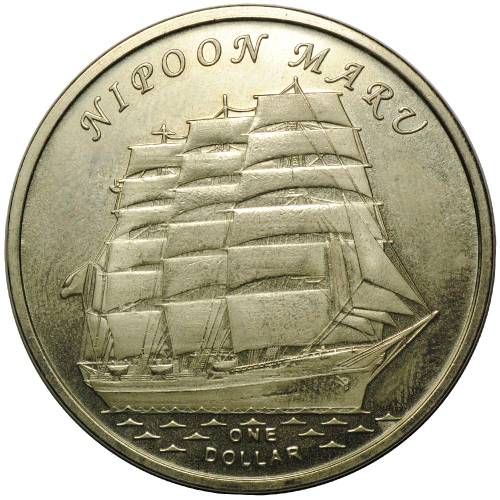 Монета 1 доллар 2018 парусник Nipoon Maru Острова Гилберта Кирибати