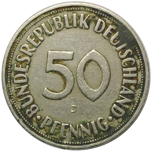 Монета 50 пфеннигов 1950 J Германия ФРГ