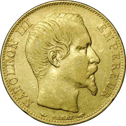 Монета 20 франков 1854 А Франция