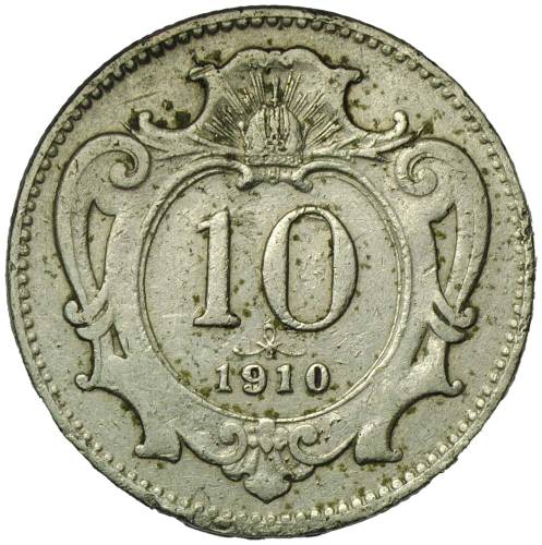 Монета 10 геллеров 1910 Австро-Венгрия
