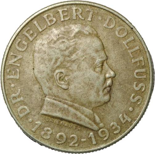 Монета 2 шиллинга 1934 Энгельберт Дольфус Австрия