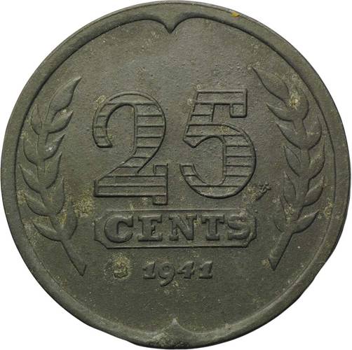 Монета 25 центов 1941 Нидерланды