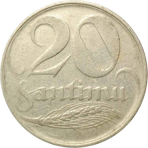 Монета 20 сантимов 1922 Латвия