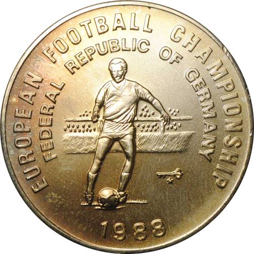Монета 500 афгани 1988 Чемпионат Европы по футболу в Германии Афганистан