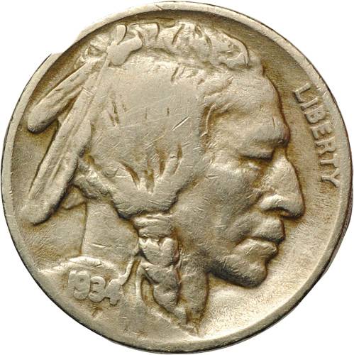 Монета 5 центов 1934 Е США