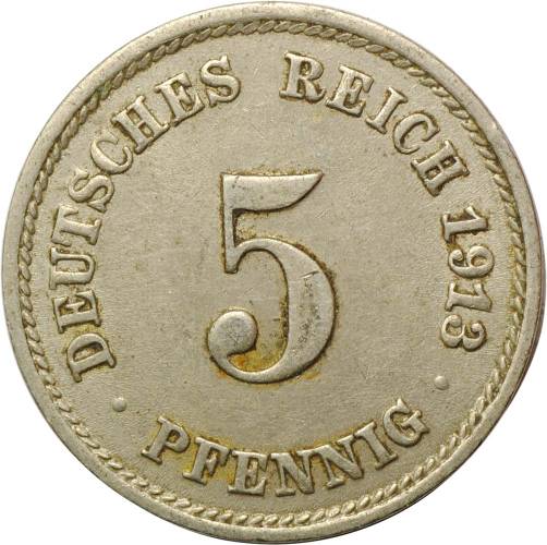 Монета 5 пфеннингов 1913 Германия
