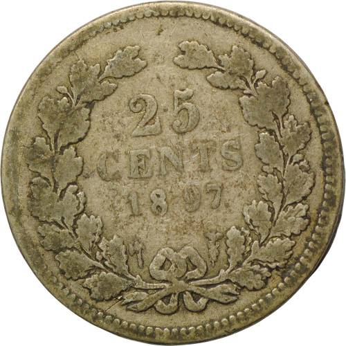 Монета 25 центов 1897 Нидерланды