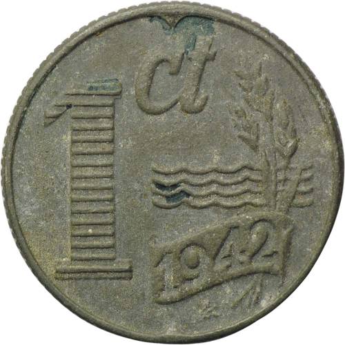Монета 1 цент 1942 Нидерланды