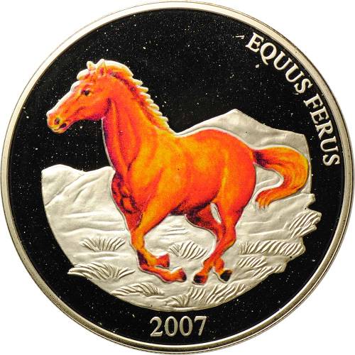 Монета 500 тугриков 2007 Дикая Лошадь (Equuserus) Монголия