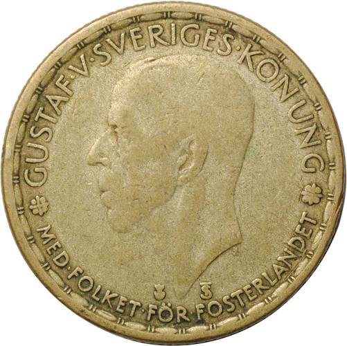 Монета 1 крона 1946 Швеция