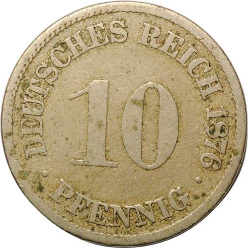 Монета 10 пфеннингов 1876 А Германия