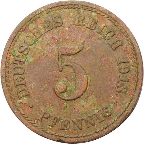 Монета 5 пфеннингов 1913 А Германия