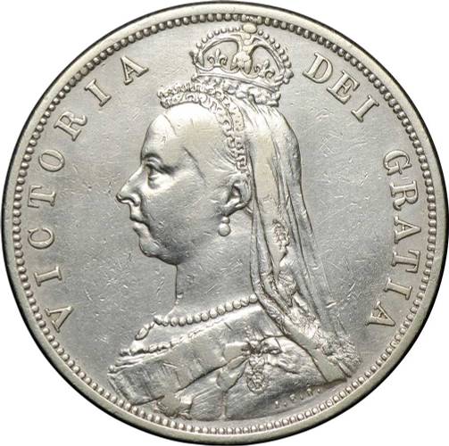 Монета 1/2 кроны 1887 старый тип Великобритания