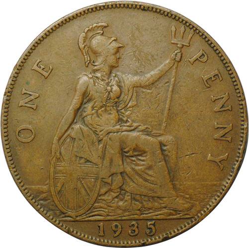Монета 1 пенни 1935 Великобритания