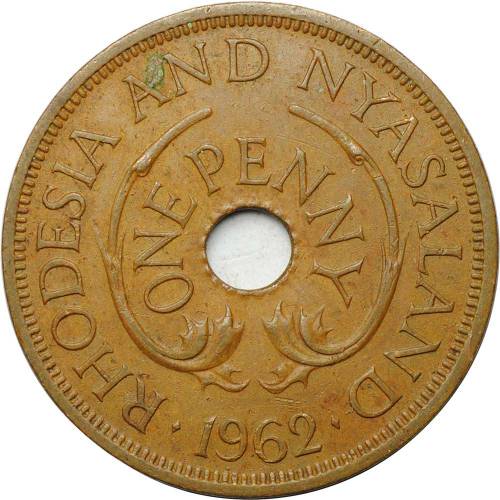 Монета 1 пенни 1962 Родезия и Ньясаленд