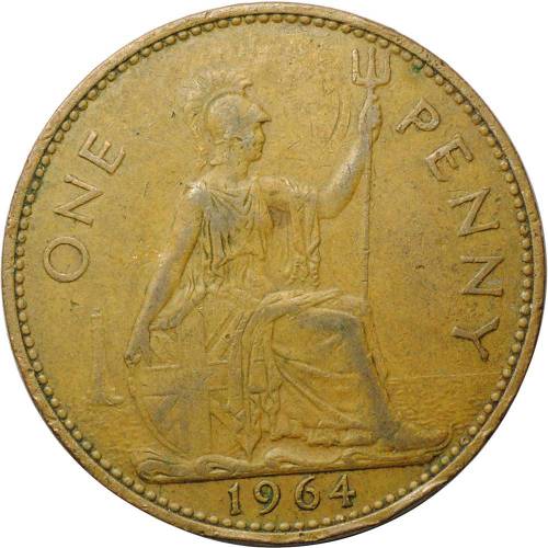 Монета 1 пенни 1964 Великобритания