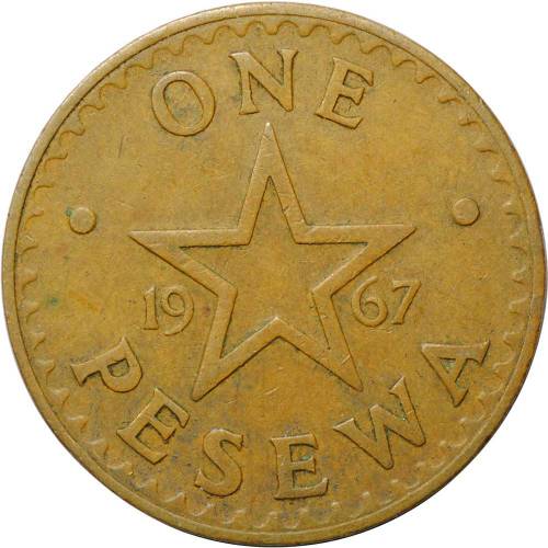 Монета 1 песева 1967 Гана