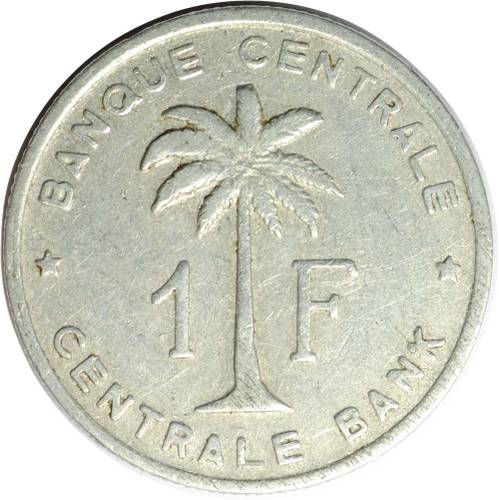 Монета 1 франк 1959 Бельгийское Конго