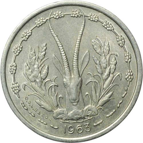 Монета 1 франк 1963 Западная Африка