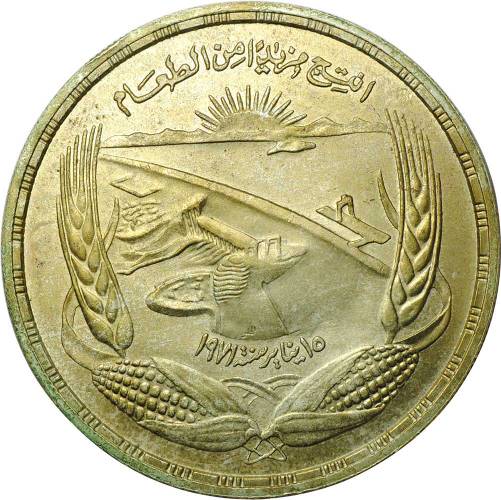 Монета 1 фунт 1973 Асуанский гидроузел ФАО Египет