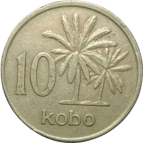 Монета 10 кобо 1976 Нигерия