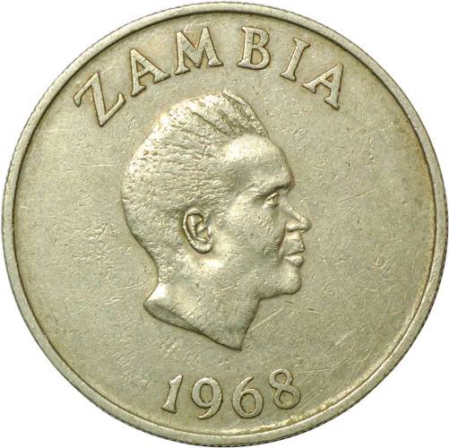 Монета 10 нгвее 1968 Замбия
