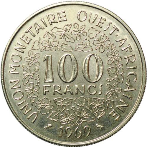 Монета 100 франков 1969 Западная Африка