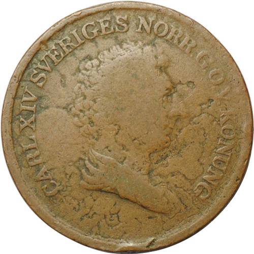 Монета 2/3 скиллинга 1843 Швеция