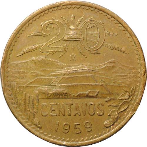 Монета 20 сентаво 1959 Мексика