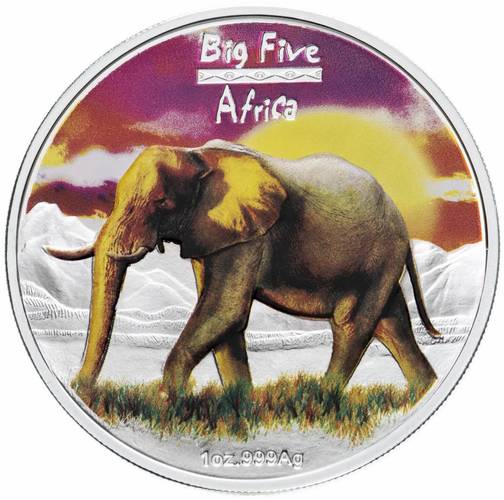 Монета 240 франков 2008 Большая пятёрка Африки - Африканский слон Конго