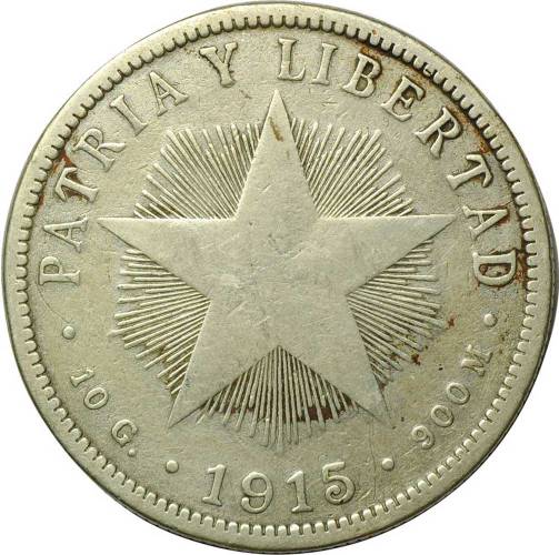 Монета 40 сентаво 1915 Куба