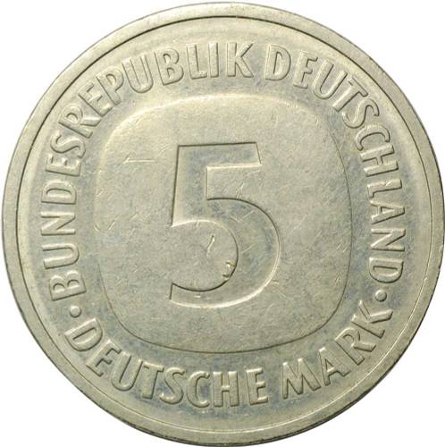 Монета 5 марок 1981 D ФРГ Германия
