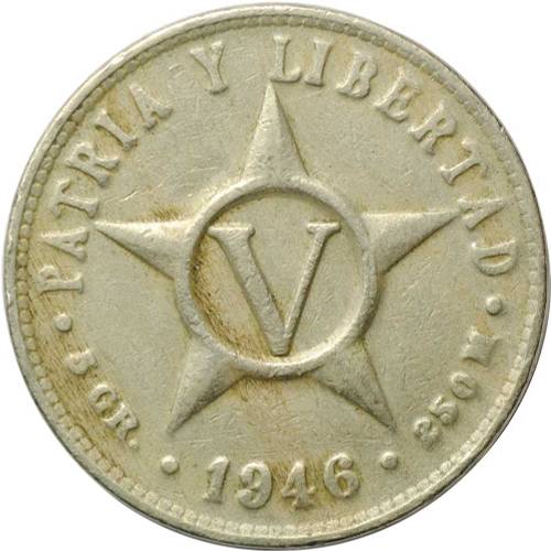 Монета 5 сентаво 1946 Куба