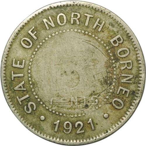 Монета 5 центов 1921 Британское Северное Борнео
