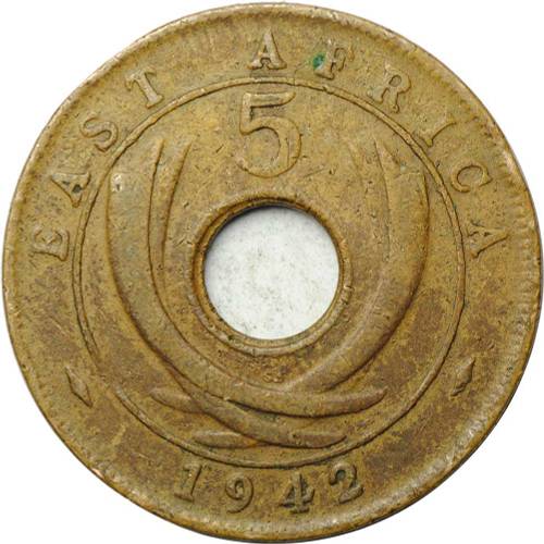 Монета 5 центов 1942 Британская Восточная Африка