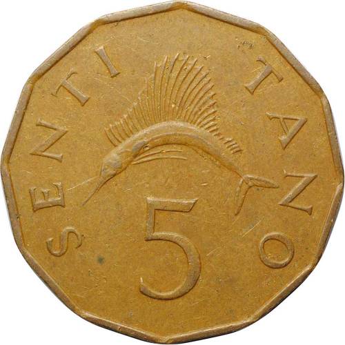 Монета 5 центов 1972 Танзания