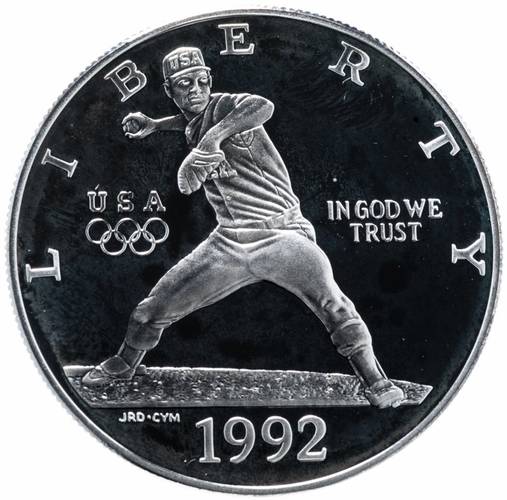 Монета 1 доллар 1992 S Олимпиада в Барселоне - Бейсбол США