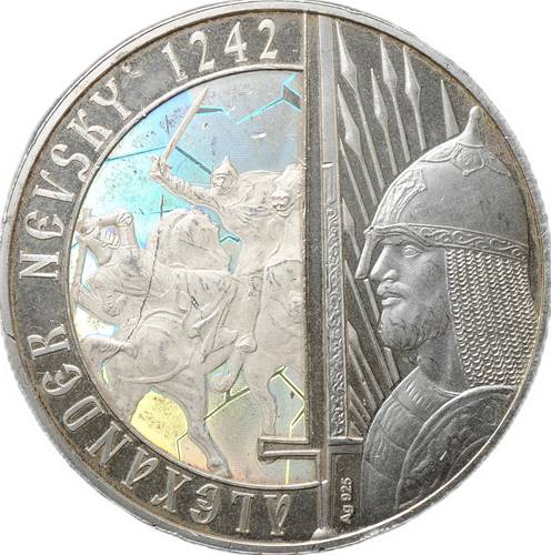Монета 1 доллар 2012 Александр Невский Ледовое побоище Остров Ниуэ