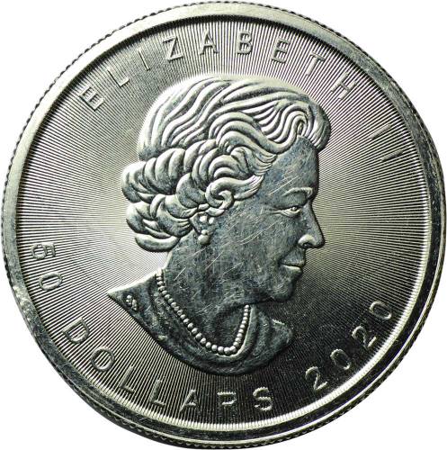 Монета 50 долларов 2020 Кленовый лист платина Канада